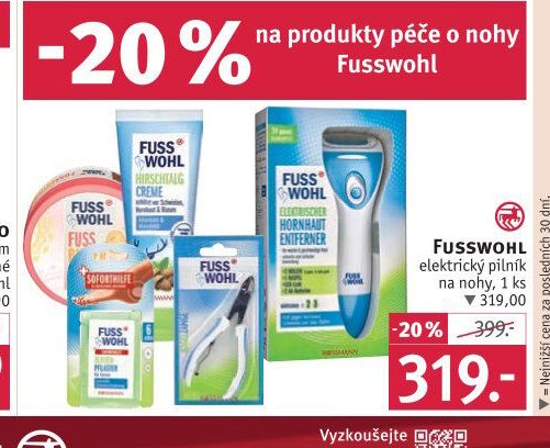 Fusswohl elektrický pilník na nohy, 1 ks