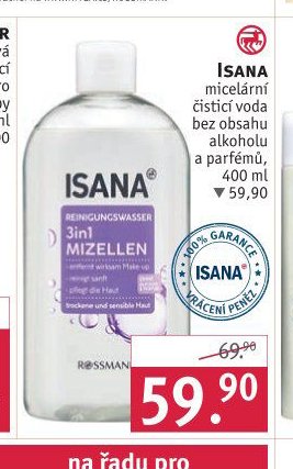 ISANA micelární čistící voda bez obsahu alkoholu a parfémů, 400 ml