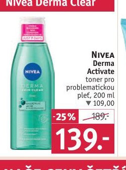 NIVEA Derma Activate toner pro problematickou pleť, 200 ml
