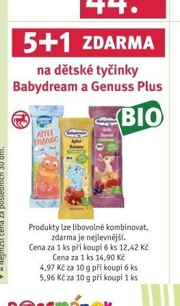 Dětské tyčinky Babydream a Genuss Plus