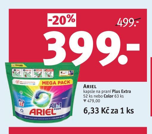 ARIEL kapsle na praní Plus Extra
