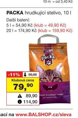 PACKA hrudkující stelivo