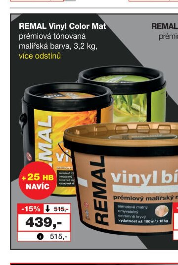REMAL Vinyl Color Mat prémiová tónovaná malířská barva, 3,2 kg - Barvy a laky drogerie aktualniletaky.eu