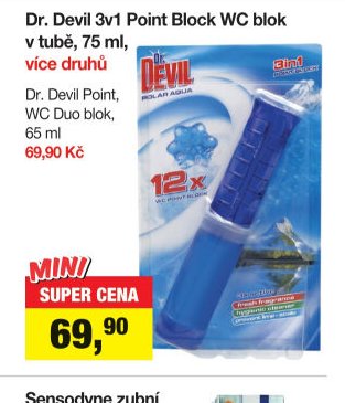 Dr. Devil 3v1 Point Block WC blok v tubě, 75 ml, více druhů