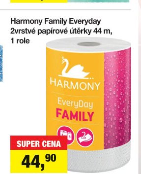 Harmony Family Everyday 2vrstvé papírové utěrky 44 m, 1 role