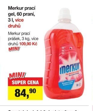 Merkur prací gel, 60 praní, 3 l, více druhů