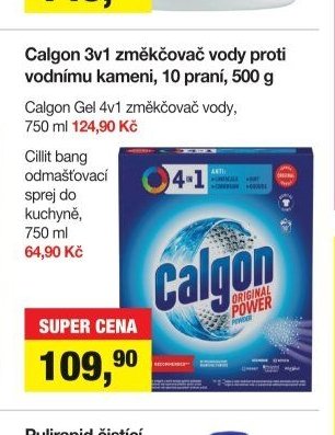 Calgon 3v1 změkčovač vody proti vodnímu kameni, 10 praní, 500 g