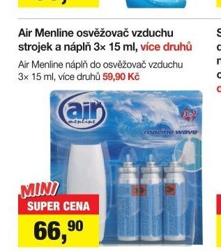 Air Menline osvěžovač vzduchu strojek a náplň 3× 15 ml, více druhů