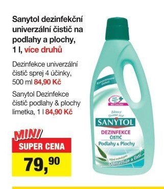 Sanytol dezinfekční univerzální čistič na podlahy a plochy, 1 l, více druhů