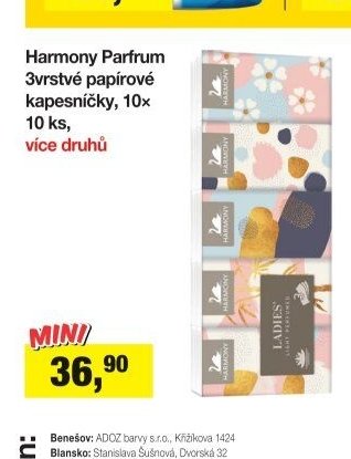 Harmony Parfrum 3vrstvé papírové kapesníčky, 10x 10 ks, více druhů