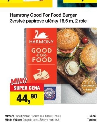 Hamrony Good For Food Burger 3vrstvé papírové utěrky 16,5 m, 2 role
