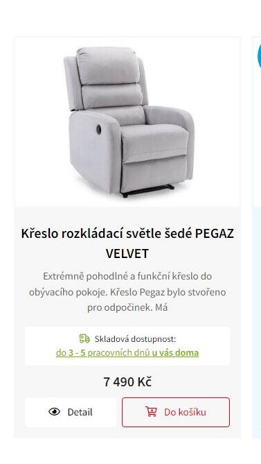Křeslo rozkládací světle šedé PEGAZ VELVET