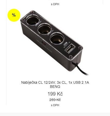 Nabíječka CL 12/24V, 3x CL, 1x USB 2.1A BENG