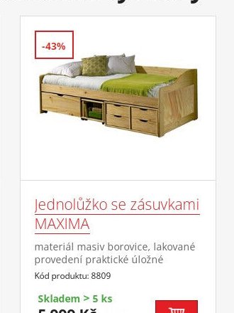 Jednolůžko se zásuvkami MAXIMA