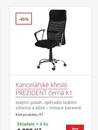 Kancelářské křeslo PREZIDENT černá K1