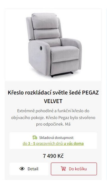 Křeslo rozkládací světle šedé PEGAZ VELVET - Jamall aktualniletaky.eu