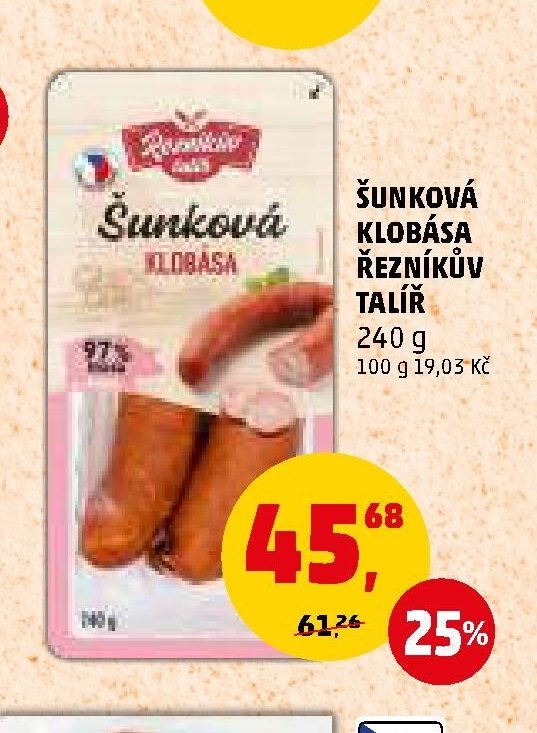 ŠUNKOVÁ KLOBÁSA ŘEZNÍKŮV TALÍŘ 240 g - Penny Market aktualniletaky.eu