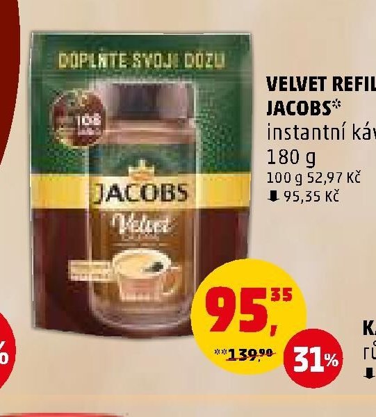 VELVET REFILL JACOBS instantní káva 180 g - Penny Market aktualniletaky.eu