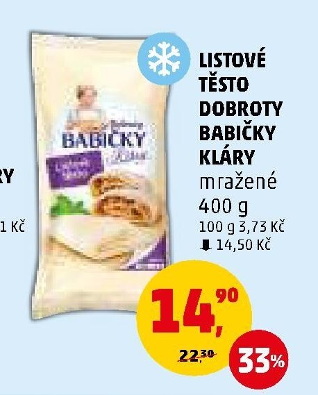 LISTOVÉ TĚSTO DOBROTY BABIČKY KLÁRY mražené 400 g - Penny Market aktualniletaky.eu