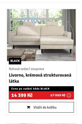 Rohová sedací souprava Livorno, krémová strukturovaná látka