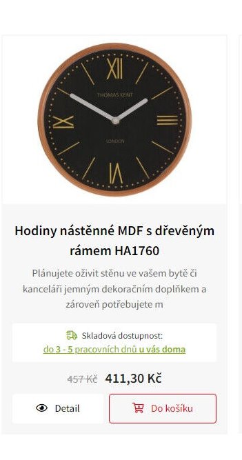 Hodiny nástěnné MDF s dřevěným rámem HA1760