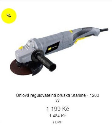 Úhlová regulovatelná bruska Starline - 1200 W