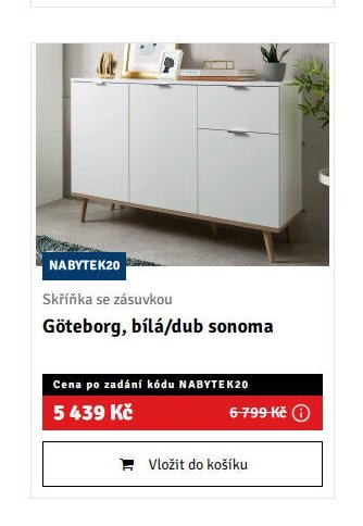 Skříňka se zásuvkou Göteborg, bílá/dub sonoma