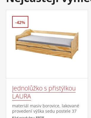 Jednolůžko s přistýlkou LAURA