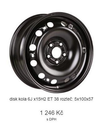 Disk kola 6J x15H2 ET 38 rozteč: 5x100x57