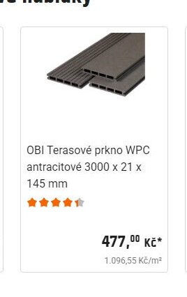 OBI Terasové prkno WPC antracitové 3000 x 21 x 145 mm