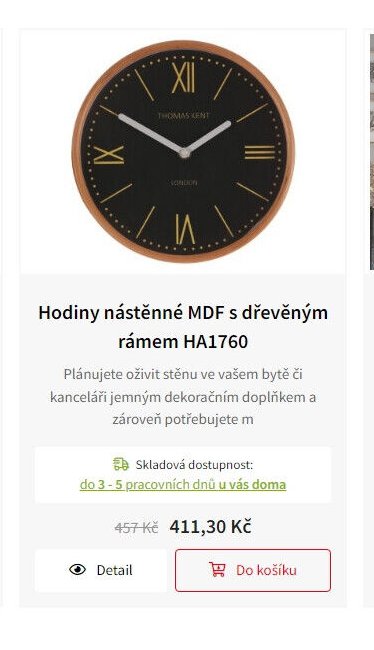Hodiny nástěnné MDF s dřevěným rámem HA1760