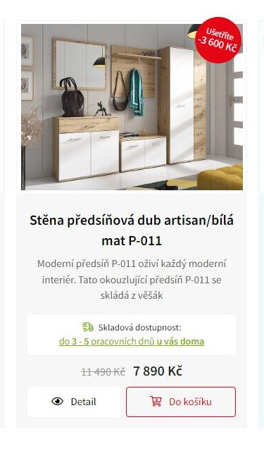 Stěna předsíňová dub artisan/bílá mat P-011