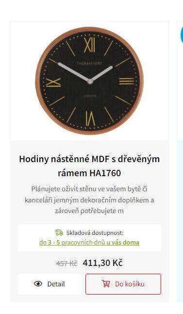 Hodiny nástěnné MDF s dřevěným rámem HA1760