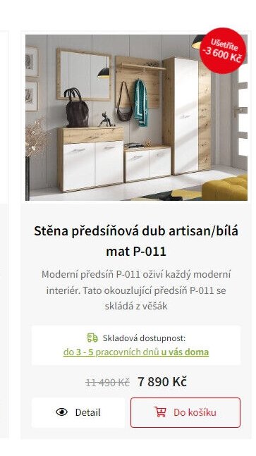 Stěna předsíňová dub artisan/bílá mat P-011