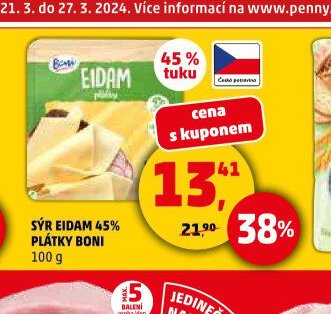 Sýr Eidam 45% plátky Boni - Penny Market aktualniletaky.eu