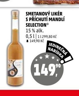Smetanový likér s příchutí mandlí Selection - Penny Market aktualniletaky.eu