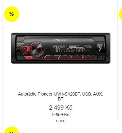 Autorádio Pioneer MVH-S420BT, USB, AUX, BT