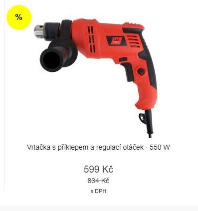 Vrtačka s příklepem a regulací otáček - 550 W