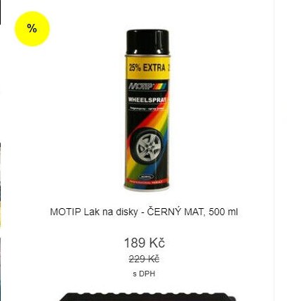 MOTIP Lak na disky - ČERNÝ MAT, 500 ml