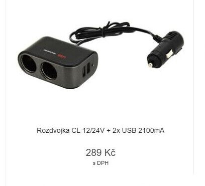 Rozdvojka CL 12/24V + 2x USB 2100mA
