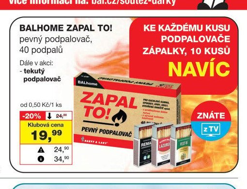 BALHOME ZAPAL TO! pevný podpalovač - Barvy a laky drogerie aktualniletaky.eu