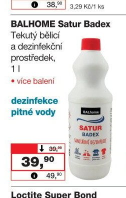 BALHOME Satur Badex Tekutý bělící a dezinfekční prostředek, 1 l - Barvy a laky drogerie aktualniletaky.eu