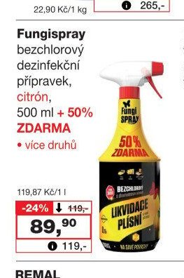 Fungispray bezchlorový dezinfekční přípravek, 500 ml - Barvy a laky drogerie aktualniletaky.eu
