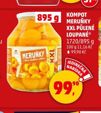 KOMPOT MERUŇKY XXL PŮLENÉ LOUPANÉ - Penny Market aktualniletaky.eu