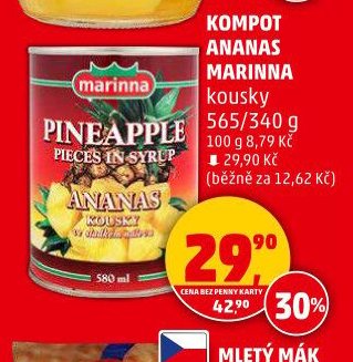 KOMPOT ANANAS MARINNA kousky 565/340 g - Penny Market aktualniletaky.eu