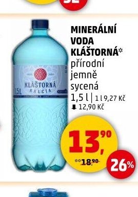 MINERÁLNÍ VODA KLÁŠTORNÁ* přírodní jemně sycená - Penny Market aktualniletaky.eu