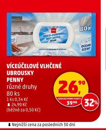 VÍCEÚČELOVÉ VLHČENÉ UBROUSKY PENNY 80 ks - Penny Market aktualniletaky.eu