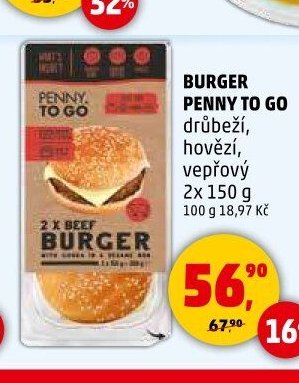 Burger Penny To Go 2x 150 g - Penny Market aktualniletaky.eu