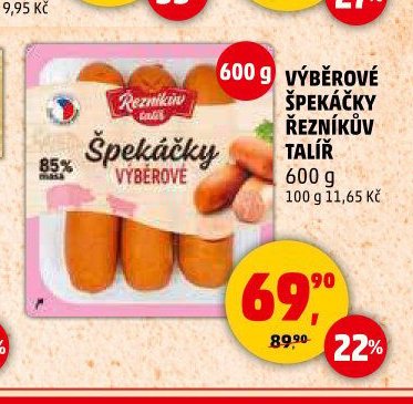 VÝBĚROVÉ ŠPEKÁČKY ŘEZNÍKŮV TALÍŘ 600 g - Penny Market aktualniletaky.eu