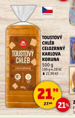 TOUSTOVÝ CHLÉB CELOZRNNÝ KARLOVA KORUNA - Penny Market aktualniletaky.eu